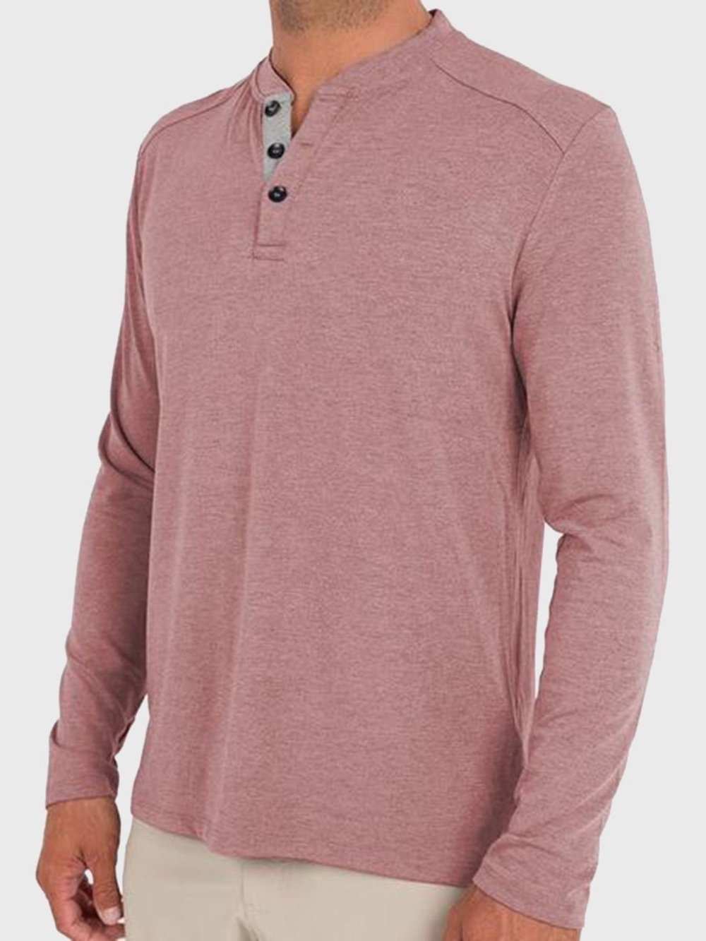 Free Fly Bamboo Flex Henley Heather Brick Soft UPF Men's Size M Long Sleeve